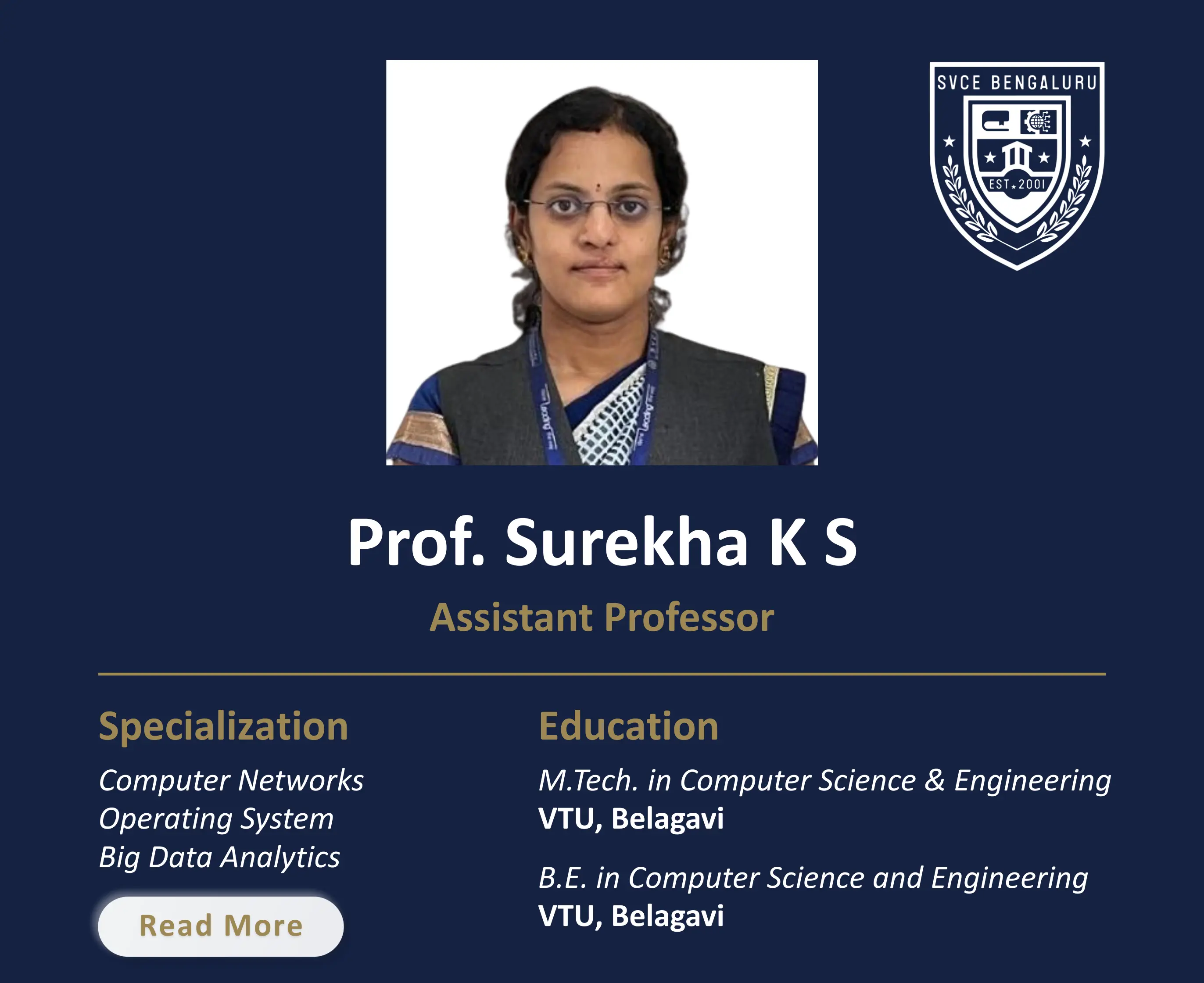Mrs. Surekha K S - Assistant Professor